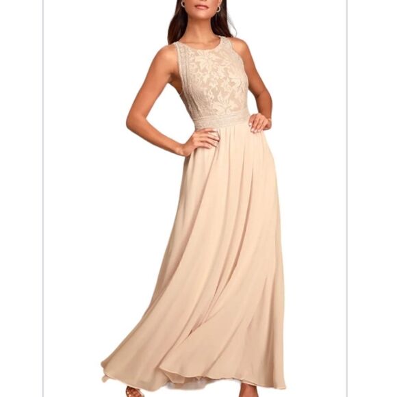 Forever and Always Blush Pink Lace Maxi Dress - Picture 1 of 9
